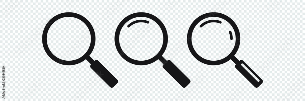 Search icon. Magnifying glass icon, vector magnifier or loupe sign. - obrazy, fototapety, plakaty 