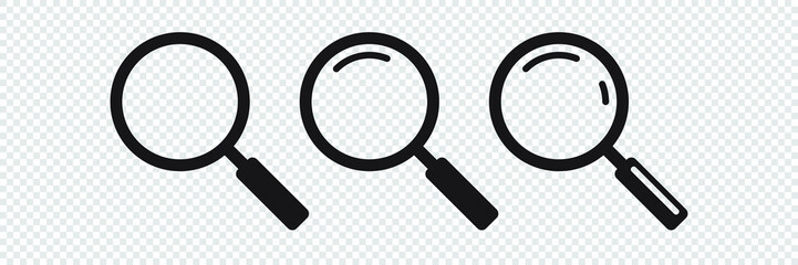 Search icon. Magnifying glass icon, vector magnifier or loupe sign.