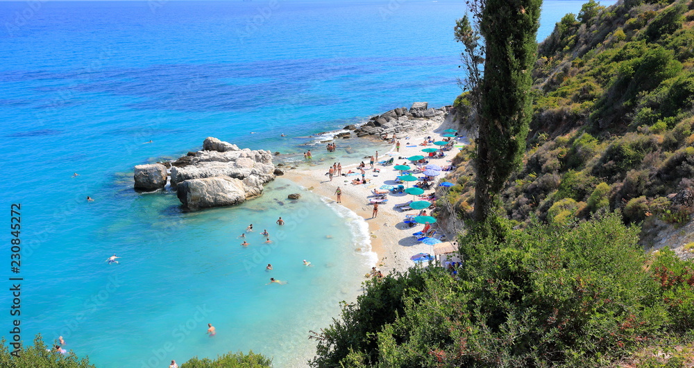 Obraz na płótnie Xigia beach on Zakynthos or Zante island, Ionian Sea, Greece. w salonie