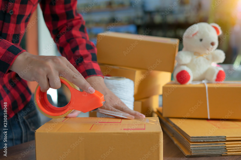 Packing boxes close-up