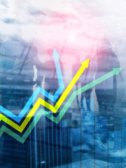 Wall Mural - financial growth arrows graph. investment and trading concept. abstract cover design vertical format