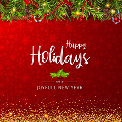 Happy Holidays and Joyful New Year Greeting Card. Happy Holidays and Joyful New Year Vector Design.