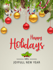 Happy Holidays and Joyful New Year Greeting Card. Happy Holidays and Joyful New Year Vector Design.