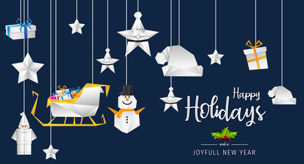 Wall Mural - happy holidays and joyful new year greeting card. happy holidays and joyful new year vector design.