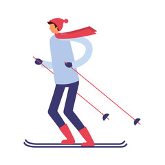 Poster - man with ski in the winter season