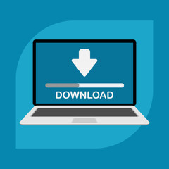 Fototapete - Download Sign within Laptop. 