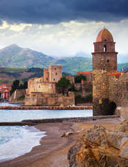 Colors french town and castle Collioure