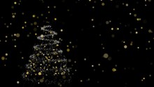Christmas Animation Of Pine Tree And Gold Lights