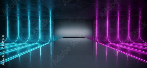 Modern Futuristic Sci Fi Dark Grunge Concrete Room With