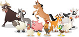 Fototapeta Fototapety na ścianę do pokoju dziecięcego - Group of farm cartoon animals. Vector illustration of funny happy animals.