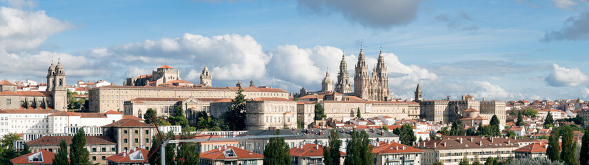 Santiago de Compostela wide panoramic view. Galicia, Spain. High resolution