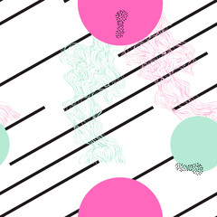 Aufkleber - Pastel scandinavian seamless pattern with ink brush ornaments