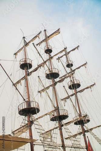 masts of an old sailing ship