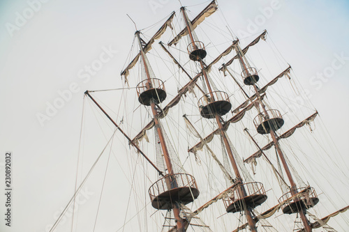 masts of an old sailing ship