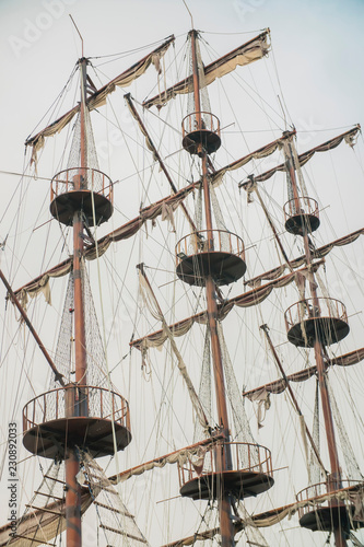 masts of an old sailing ship