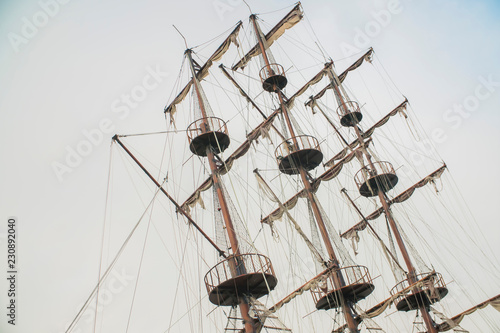 masts of an old sailing ship