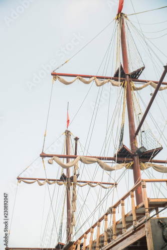 masts of an old sailing ship