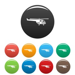 Sticker - Rescue helicopter icons set 9 color vector isolated on white for any design