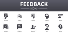 Feedback Simple Concept Icons Set. Contains Such Icons As Survey, Opinion, Comment, Response And More, Can Be Used For Web, Logo, UI/UX