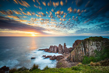 Dramatic Long Exposure Image Of The Sunset Overlooking The Pinnacles A Famous Rock Formation On Phillip Island, Victoria Australia