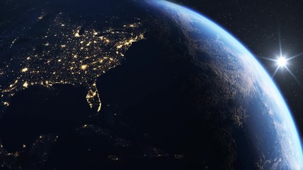 Wall Mural - beautiful scene with usa seen from space in 4k