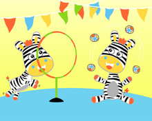 Vector Illustration With Twin Zebra Cartoon
