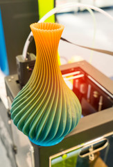 vase closeup object printed 3d printer close-up. Progressive modern additive technology 4.0 industrial revolution