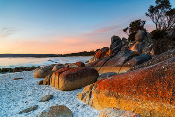 Cosy Corner, Bay of Fires, Tasmania, Australia. Stunning sunrise of the epic location on the north east coast of Tasmania.