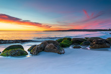 Cosy Corner, Bay Of Fires, Tasmania, Australia. Stunning Sunrise Of The Epic Location On The North East Coast Of Tasmania.