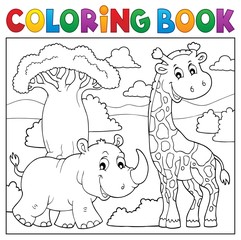 Canvas Print - Coloring book African nature topic 2