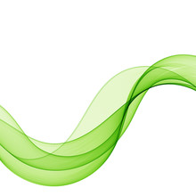 Abstract Green Wavy Lines. Colorful Vector Background. Smoke Transparent Green Wave