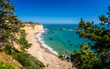 © robertharding - View of beach and cliffs on Highway 1 near Davenport, California