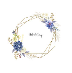 Wall Mural - Floral geometric framework for wedding card cover