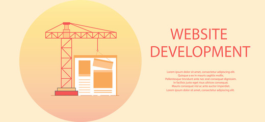 Flat design of website under construction, web page building process, site form layout of Web Development.