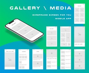 Wall Mural - 10 in 1 ui kits. wireframes screens for your mobile app. gui template on the topic of gallery media 