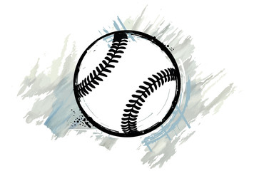 Baseball ball with a watercolor effect. Vector illustration.