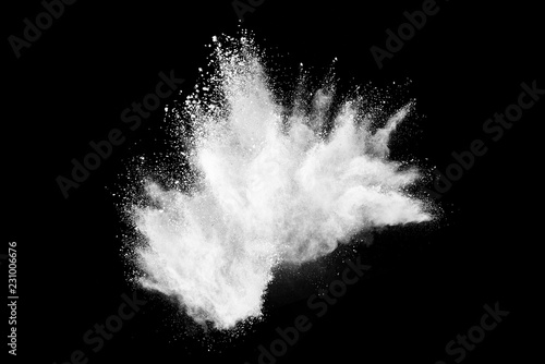 Cuadros en Lienzo White powder explosion on black background.