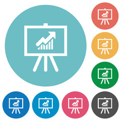 Sticker - Presentation table with rising graph flat round icons