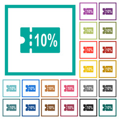 Poster - 10 percent discount coupon flat color icons with quadrant frames