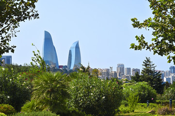 Poster - Panorama Baku.Overview of the upland park from the side of the boulevard in Baku