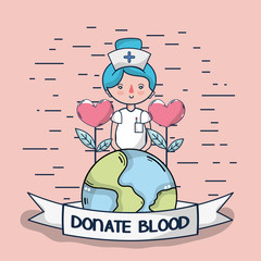 Wall Mural - blood donation cartoon