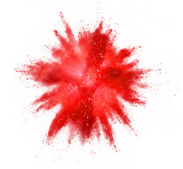 Wall Mural - Colored powder explosion on white background