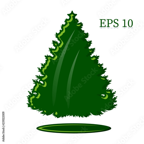 Abstract Dark Green Christmas Tree With Decoration Object On A