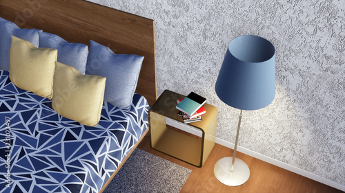 Close Up Overhead View Of Double Bed With Pillows Simple