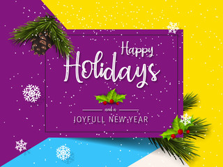 Wall Mural - happy holidays and joyful new year greeting card. happy holidays and joyful new year vector design.