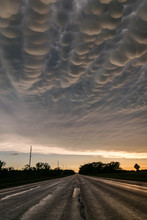 Mammatus Clouds Over The Road In Nebraska