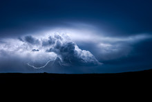 Lightning From A Severe Thunderstorms Over The Prairies Of North Dakota