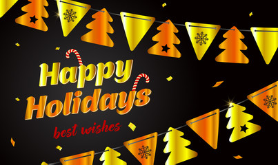 Sticker - Festive background, Happy holidays. New Year card. Vector illustration