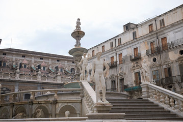 Wall Mural - Palermo, Italy - September 07, 2018 : View of Praetorian Fountain