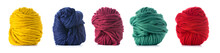 Collection Of Wool Knitting On White Background